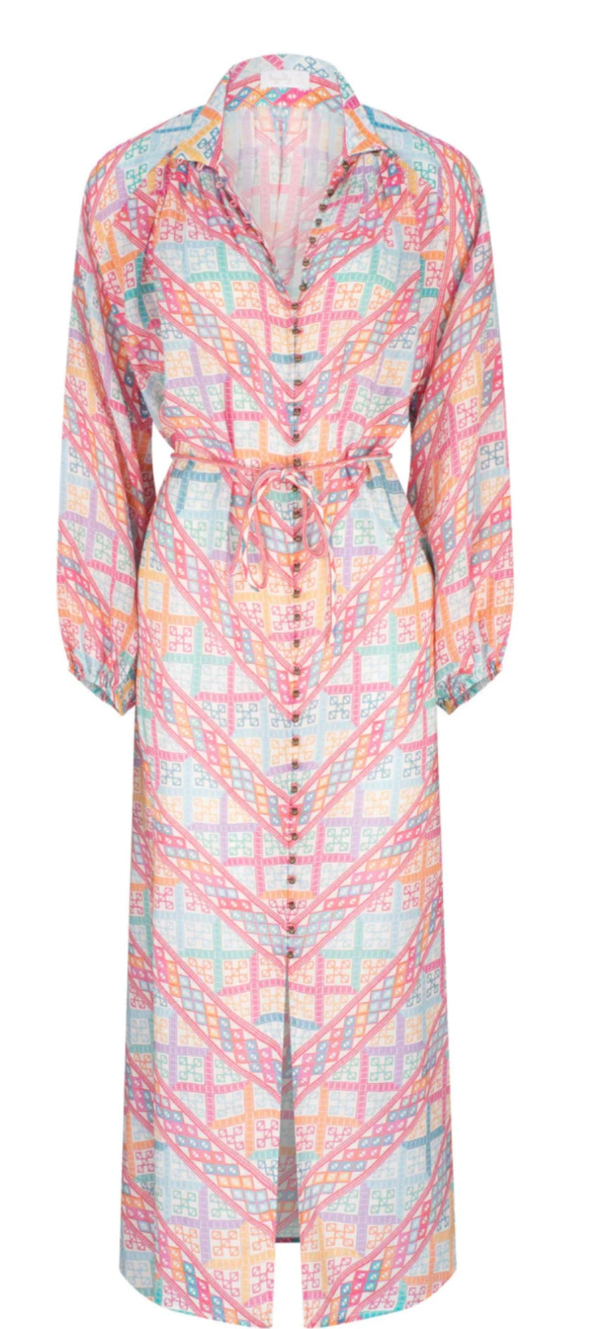 Pomona Lorena Maxi Shirt Dress - vibrant geo