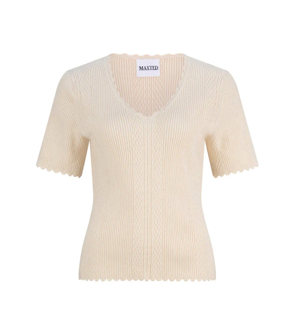 MAXTED Ivory Scallop Knitted T-Shirt