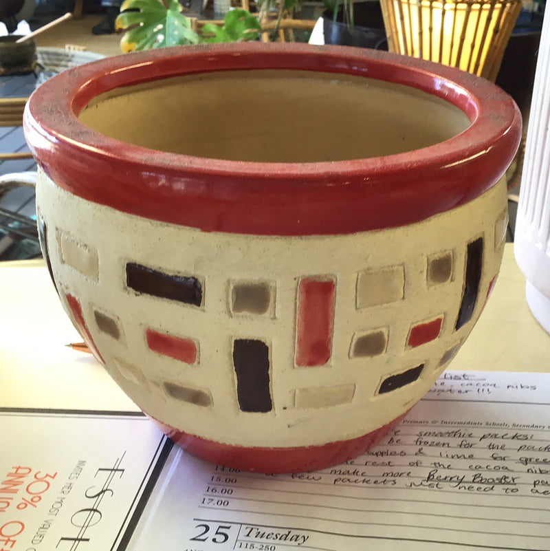 Red geometric pot