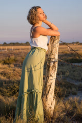 Unfurl Maxi Tiered Skirt / Midi Dress in Sage