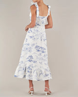 Amelius Blue Willow Linen Midi Dress