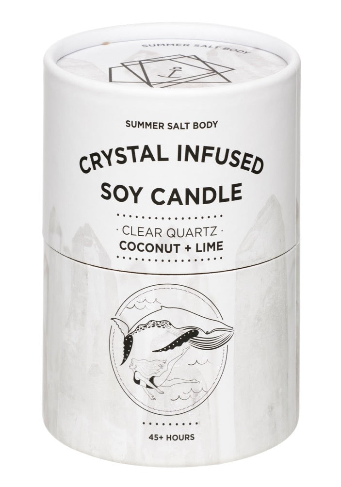 Coconut & Lime Clear Quartz Crystal Candle