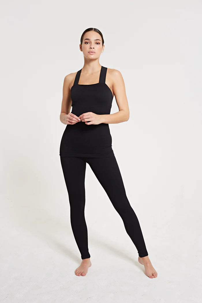 Lune Active Luna High Waisted Ribbed Leggings in Black