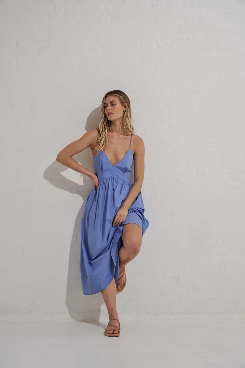 Tranquil Midi Dress in Lotus Blue